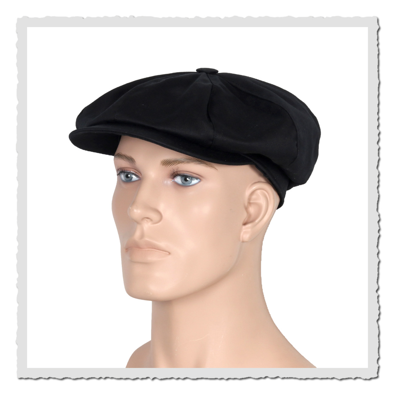 Retronia Ballonmütze Coal Black – klassische Newsboy Cap in tiefschwarz